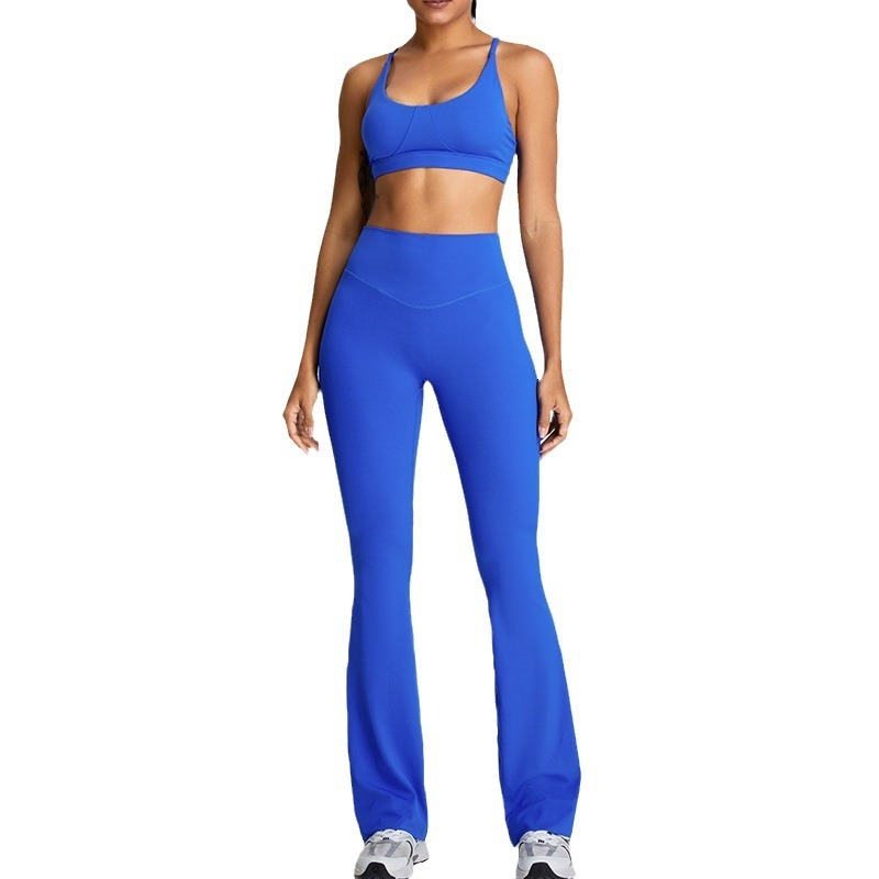 New suit for women, high-strength shock-absorbing sports bra, waist tightening micro pull yoga pants, outdoor fitness set