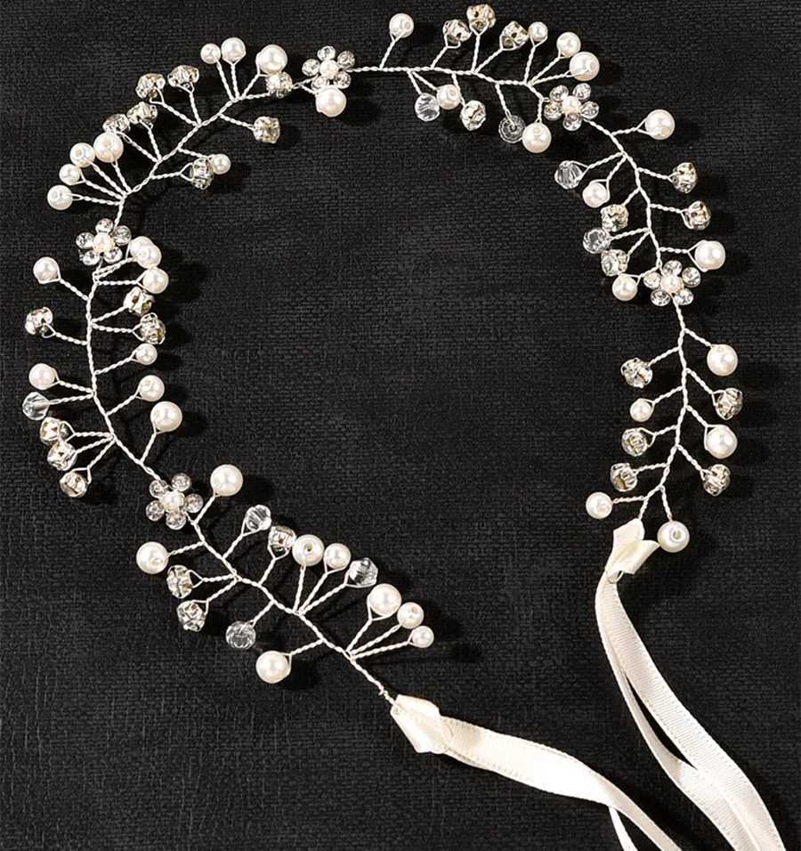 New Childrens Bridal Gold/Silver Colored Flower Ribbon Hair Headbands Womens Headwear Wedding Bridal Hair Jewelry Accessories W241007