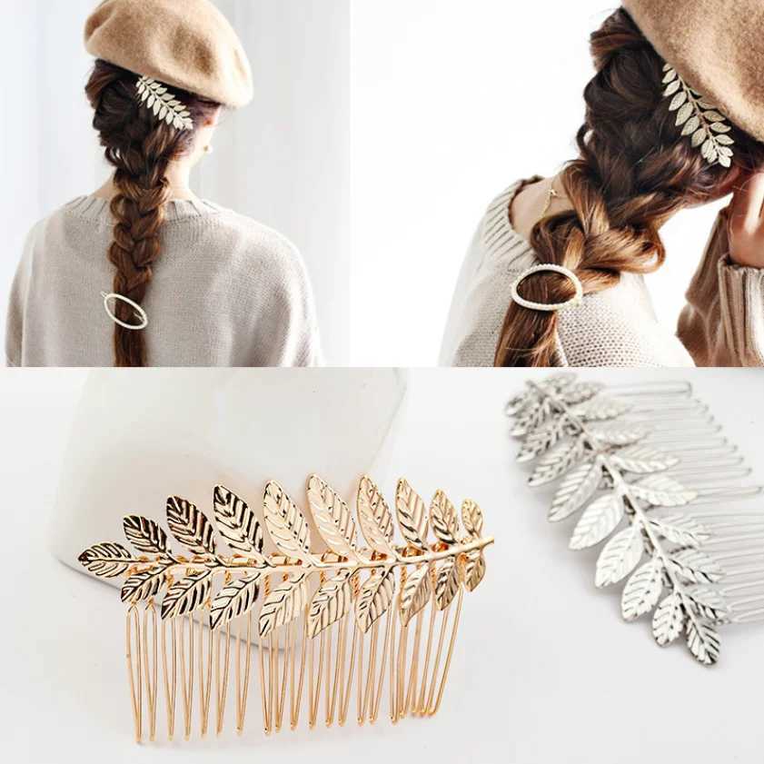 Wedding hair accessories womens leaf hair clips fashionable crystal bridal headpieces crystal hair combs girls jewelry gifts W241007
