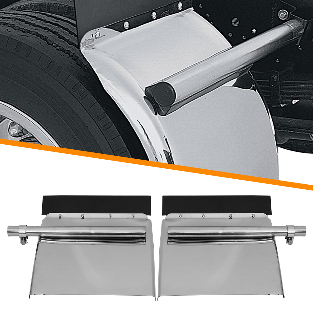 Semi-Truck Quarter Fender Protection System with Triangular Stainless Steel Mounting Brackets - Set of Two