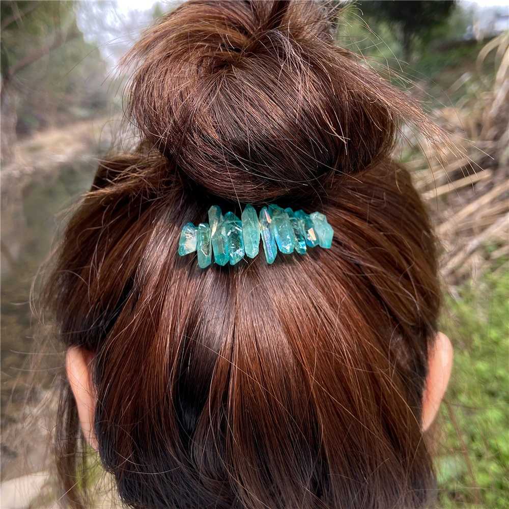 Irregular crystal hair comb suitable for female brides wedding hair accessories healing spiritual quartz stone hair headwear jewelry W241007