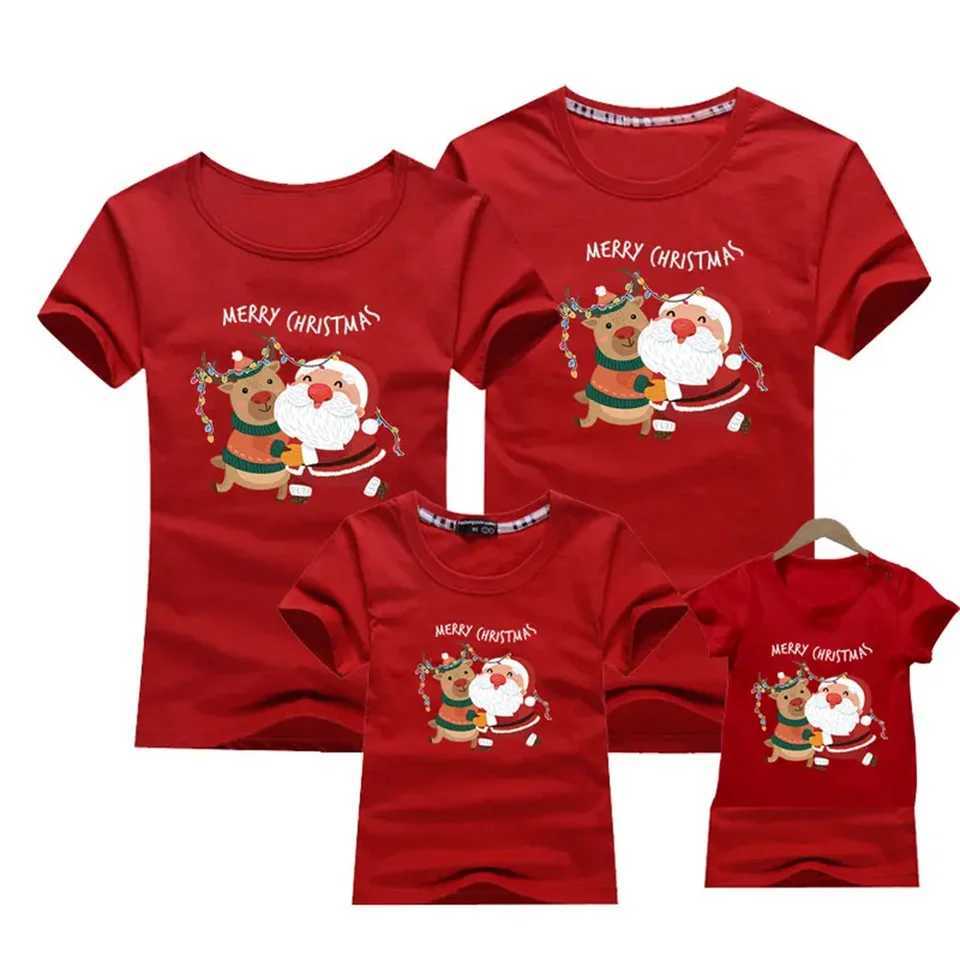 2024 Christmas Family Appearance Mom and Me Clothing Adult Children T-shirt Father Mother Daughter Son Match Family New Year Clothing W241008