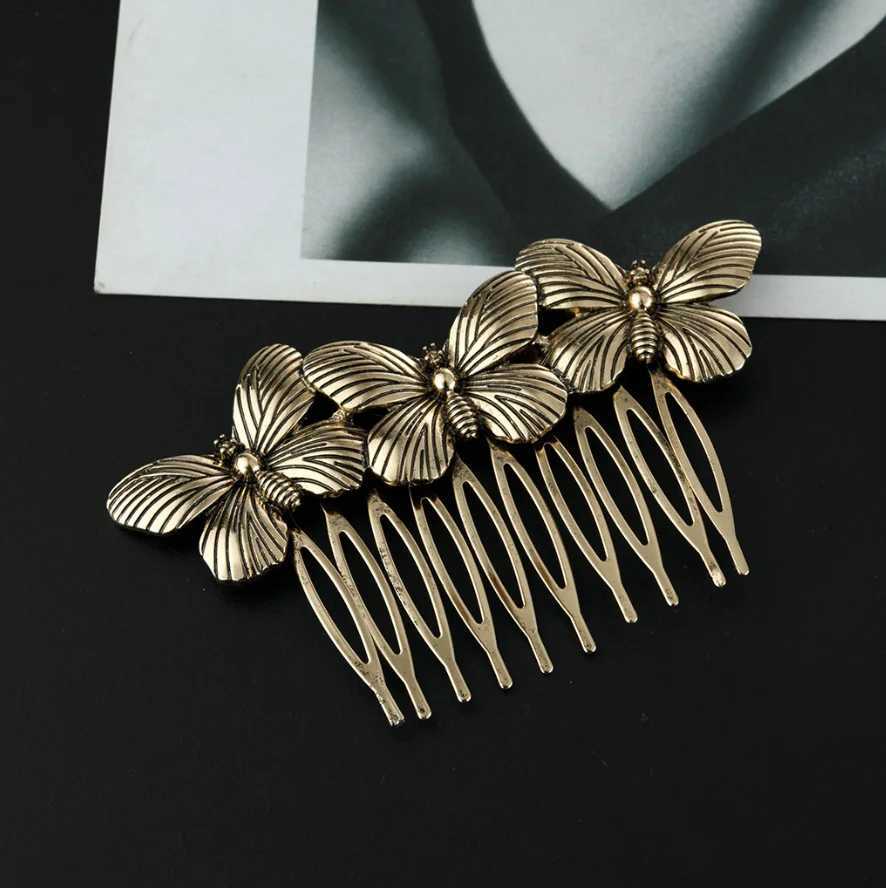 Female hair comb metal butterfly bride hair clip decoration fashion jewelry wedding hair accessories wholesale W241007