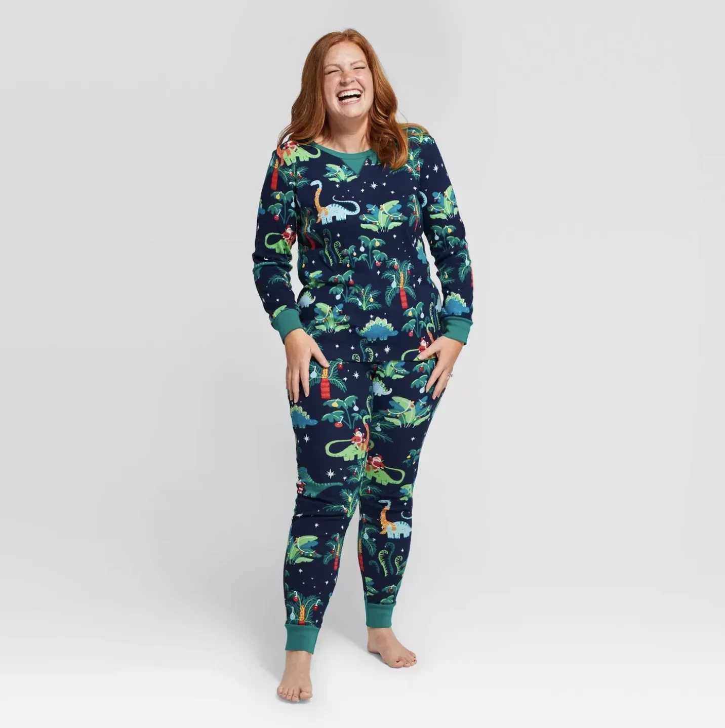 Christmas Family Pajama Set Dinosaur Pattern Parent Child Matching Set Baby Dog jumpsuit Pjs Soft Pajama Christmas Appearance Pajama W241008