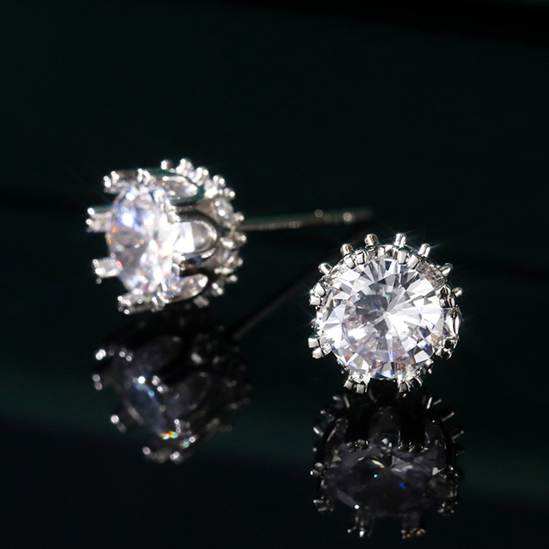 Top-Selg Stud Earrings: Simple Elegant Sterg Sier, 5A Cubic Zirconia, Perfect for Weddings & Parties