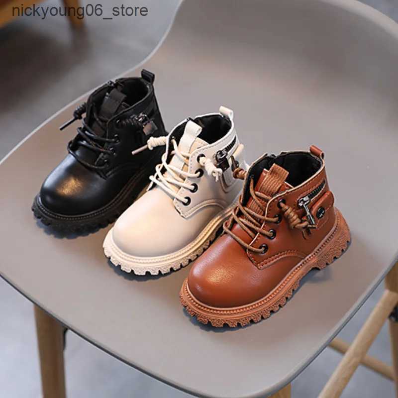 Boots Spring Autumn Children Ankle Boots Classic Simple Black Boots for Girl Fashion Causal Kids Boots for Boys Leather Versatile Soft L240910