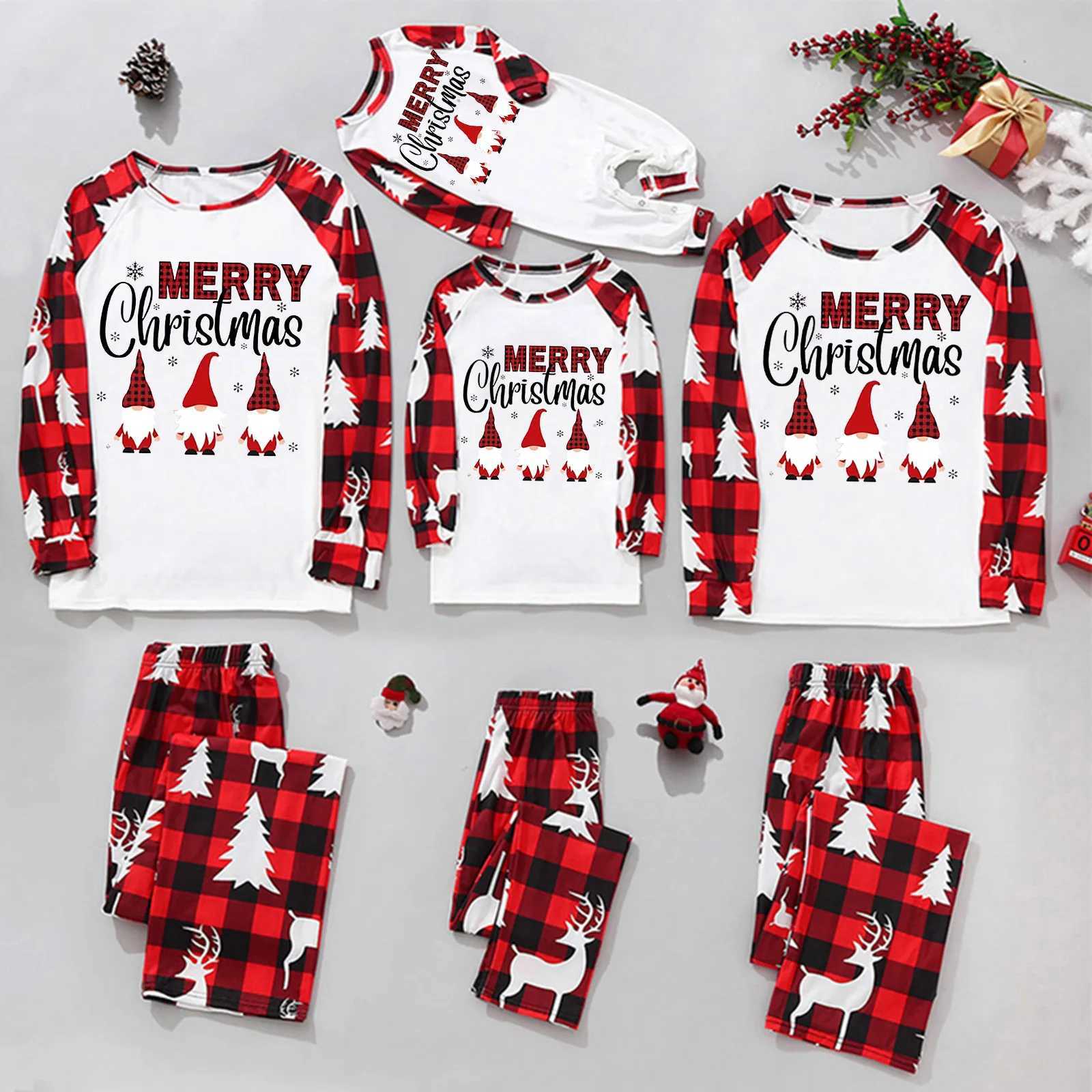 New Christmas Pajamas Family 2023 Christmas Printed Red and White Comfortable Family Matching Set Baby Clothing Family Set W241008