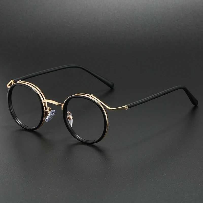Retro Brand Design Luxury Round Frame Glasses Frame for Men Women Ultralight Stainless Steel Alloy Anti Blue Light EyeglassesX241008