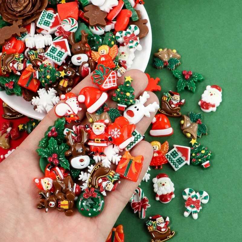 50 random creative resin mini items fun DIY decoration Christmas atmosphere props supply snowflake snowman materials Y241007