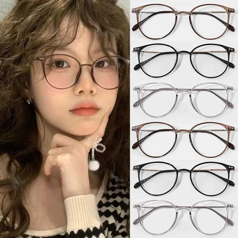 Retro Anti Blue Light Glasses Women Men Round Frame Computer Reading Eyewear Vintage Oversized Optical Spectacle EyeglassX241008