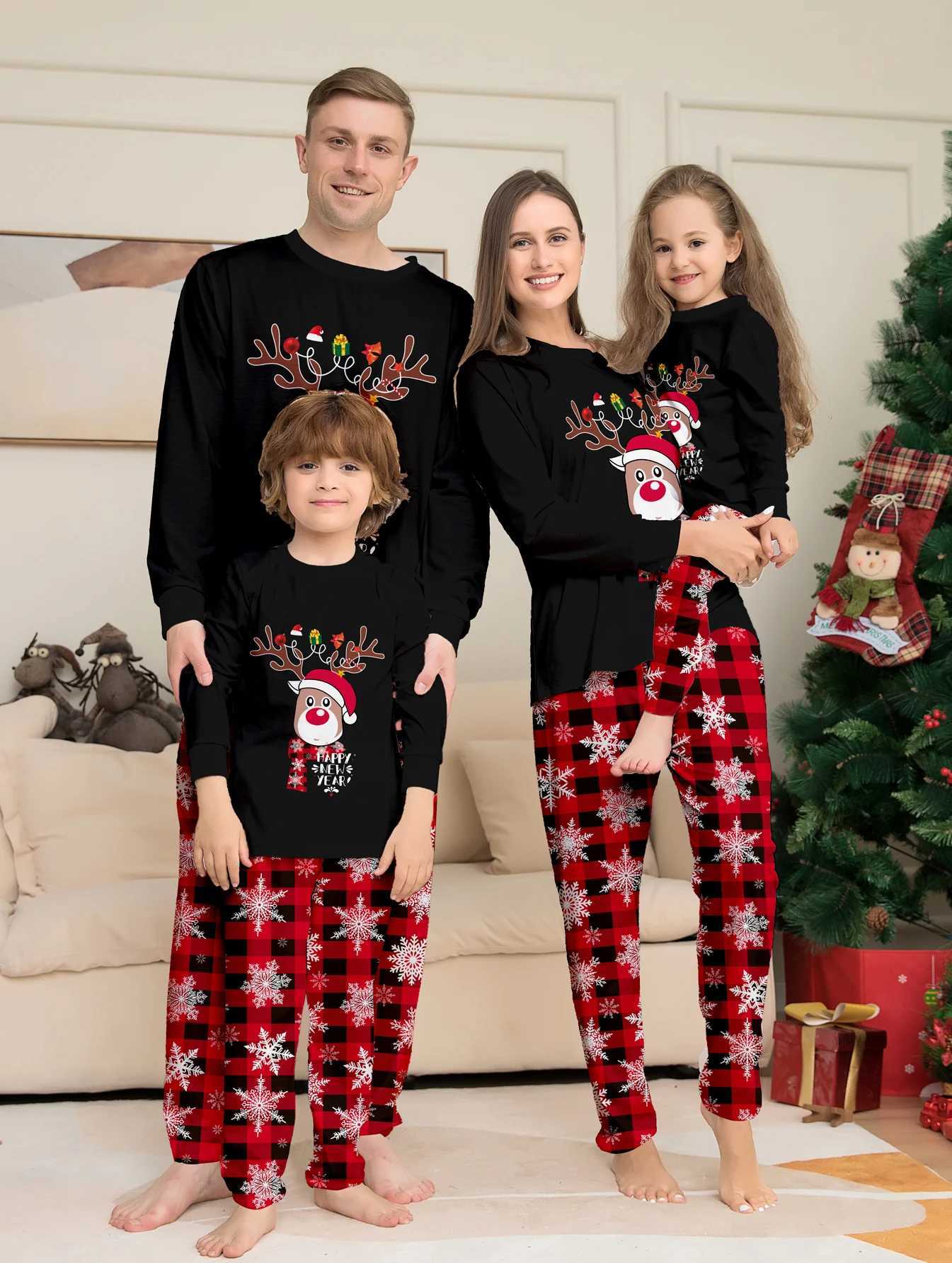 2024 Baby Boys and Girls Winter Clothing Mother and Daughter Dad Pajama Printing Pajama Set Family Christmas Match Set W241008