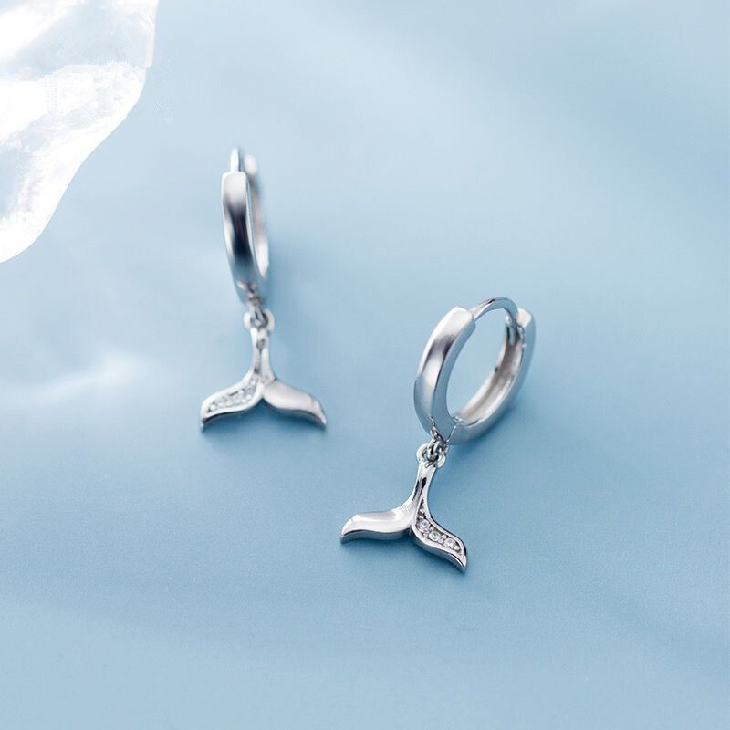 Needle Ear Buckle Women's Small Fresh Mermaid Tail with Sweet and Elegant Earrings