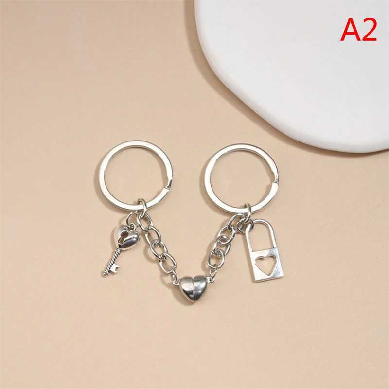 Love Design Keychain Crystal Quartz Stone Heart Key Ring Magnetic Button Key Chains For Couple Friend Gifts DIY JewelryX241008