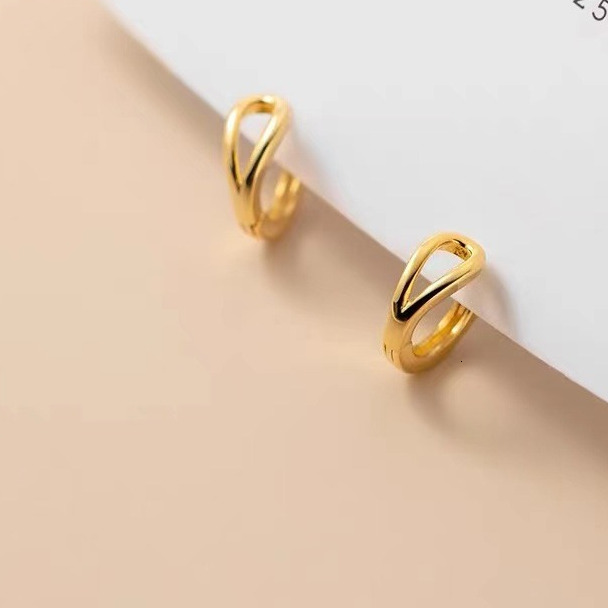 Needle Simple Hollow Ear Buckle Edition Smooth Water Drop Small Women's Earring Earrings