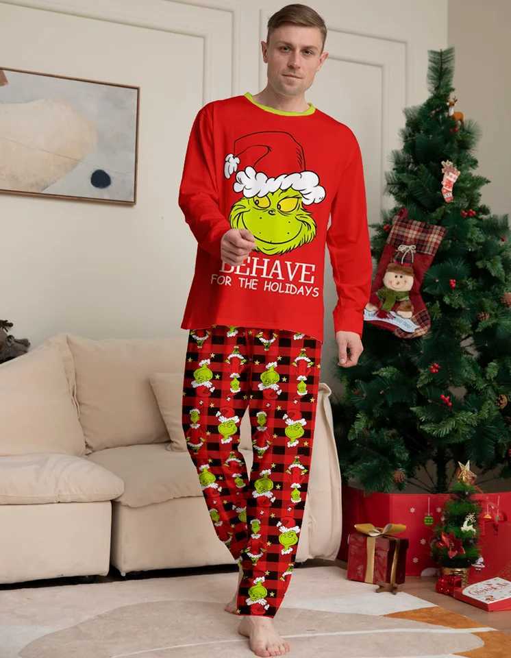 2025 Christmas Family Matching Pajamas Christmas Cartoon Printing Adult Children Baby Family Matching Set Christmas Family Pjs W241008