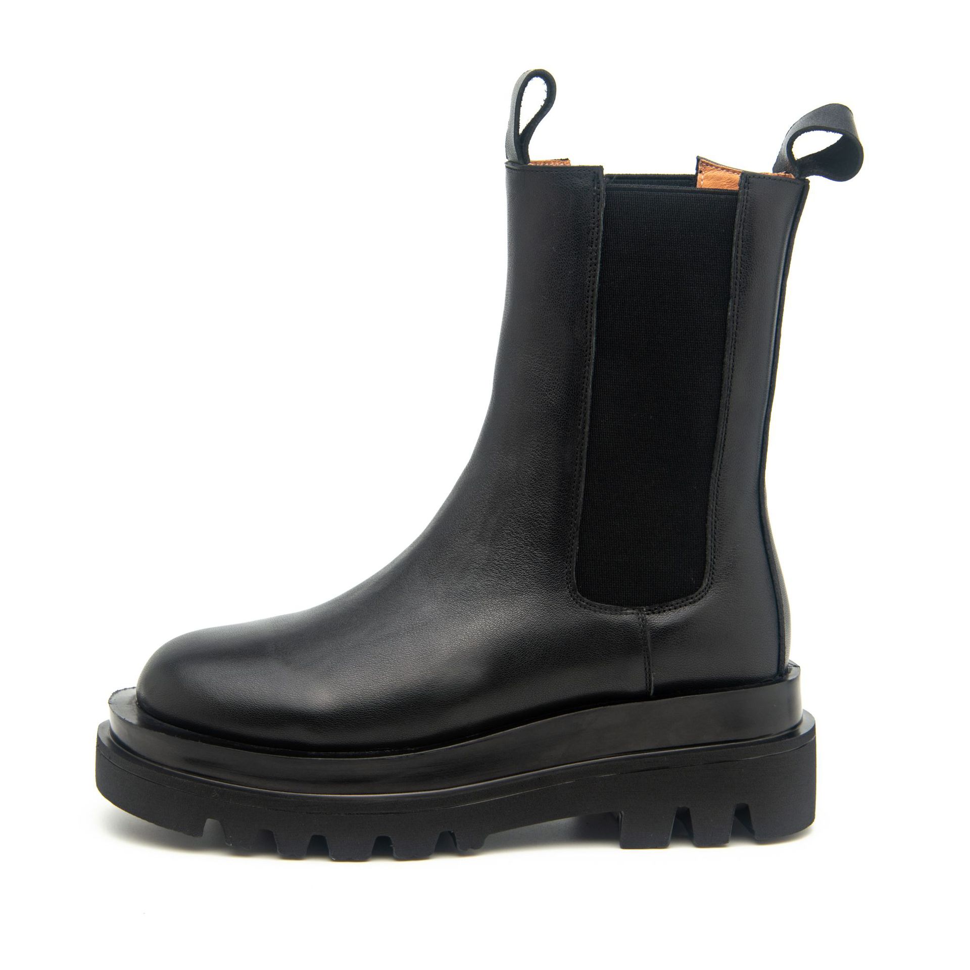 The same shoes mid-calf thick bottom boots female new hundred leather boots Martin boots