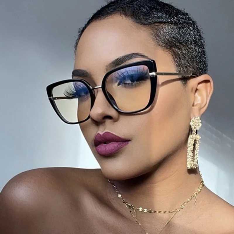Fashion New Anti-blue Glasses Personality Large Frame Plain Light Blue Light Blocking Glasses Trend ContrastX241008
