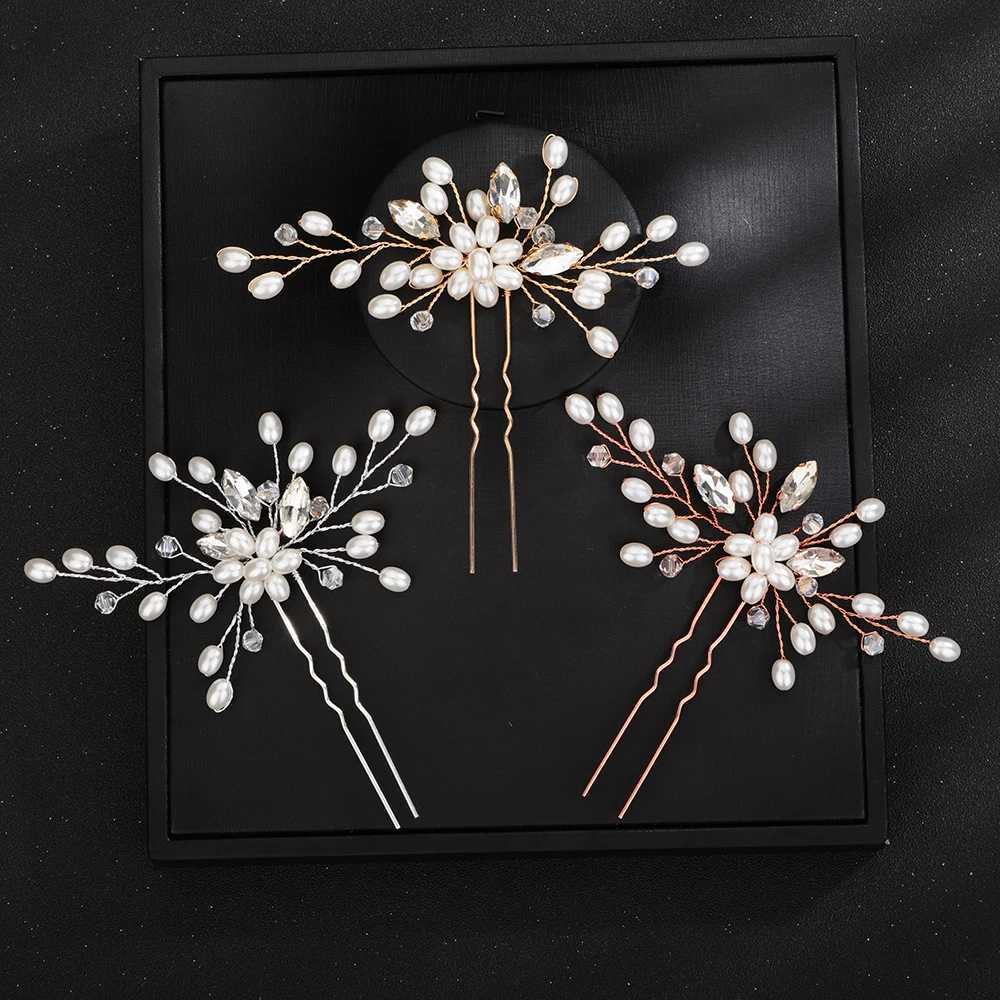 Bridal hair silver rhinestone womens headwear pearl wedding hair accessories jewelry handmade party headwear W241007