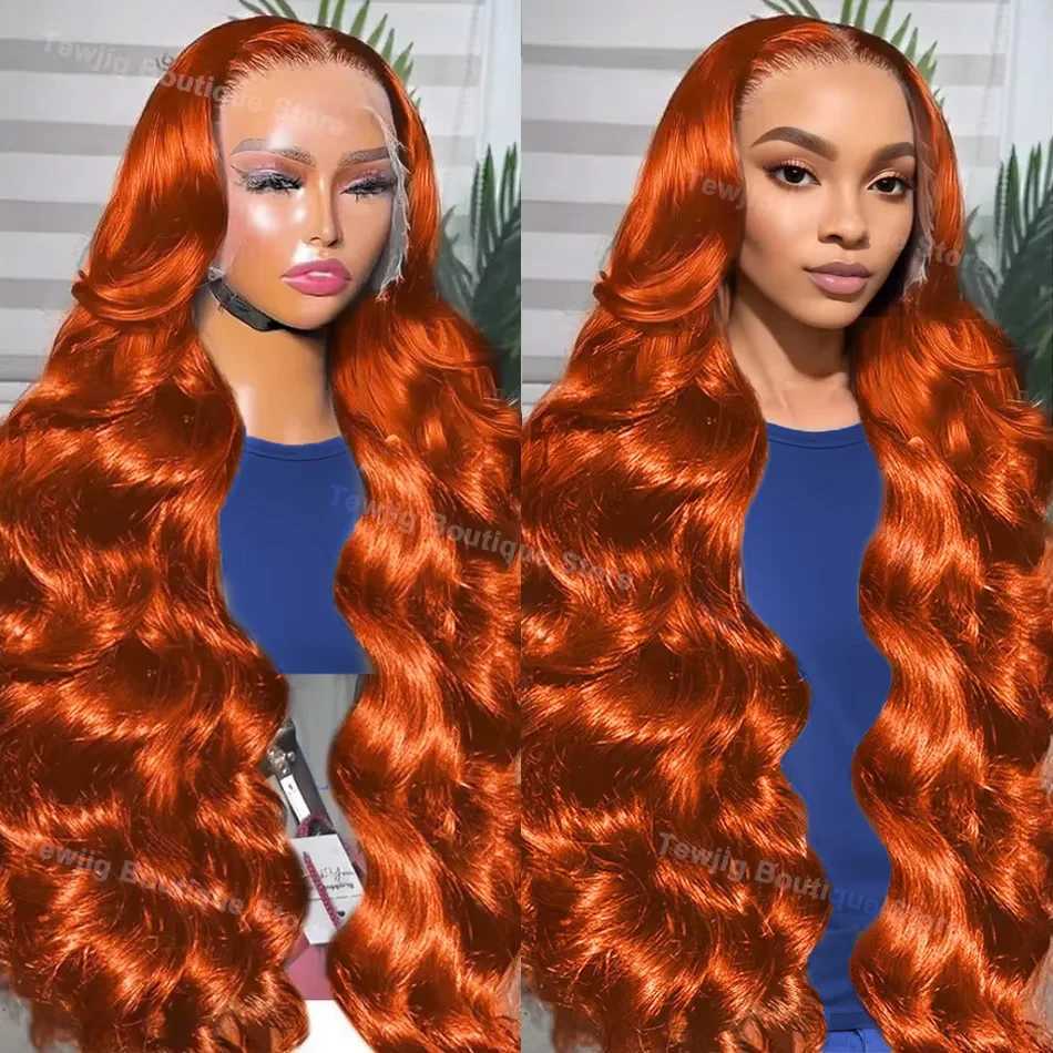 180 Density Ginger Orange Loose Wave 13x4 HD Lace Frontal Human Remy Hair Colored Body Wave 13x6 Lace Front Wig For Black WomenXJ241008
