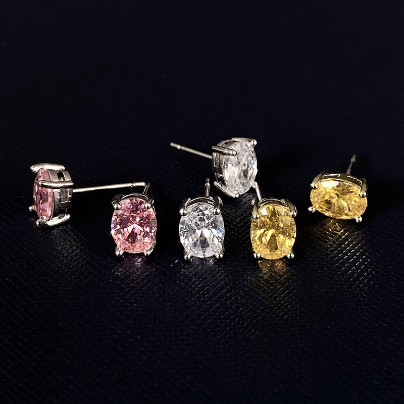 Choucong Drop Ship Stud Earrings Moissanite Solitaire Simple Fashion Jewelry 925 Sterling Silver Gold Fill Women Wedding Oval Diamond Earring Gift