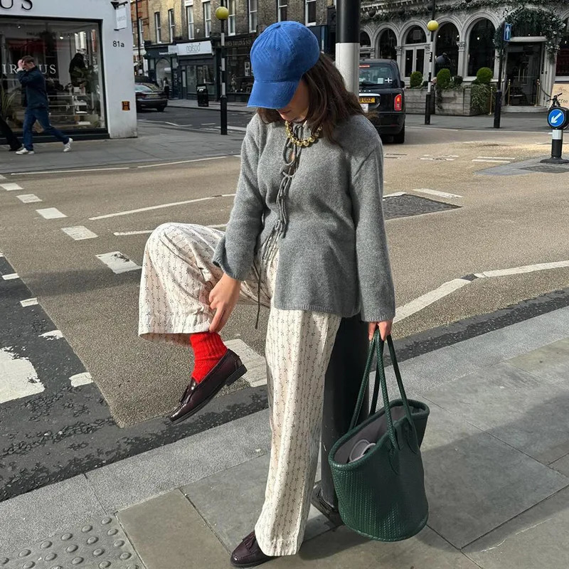 Grey knitted lace womens cardigan wool sweater solid color long sleeved casual loose sexy top 241007