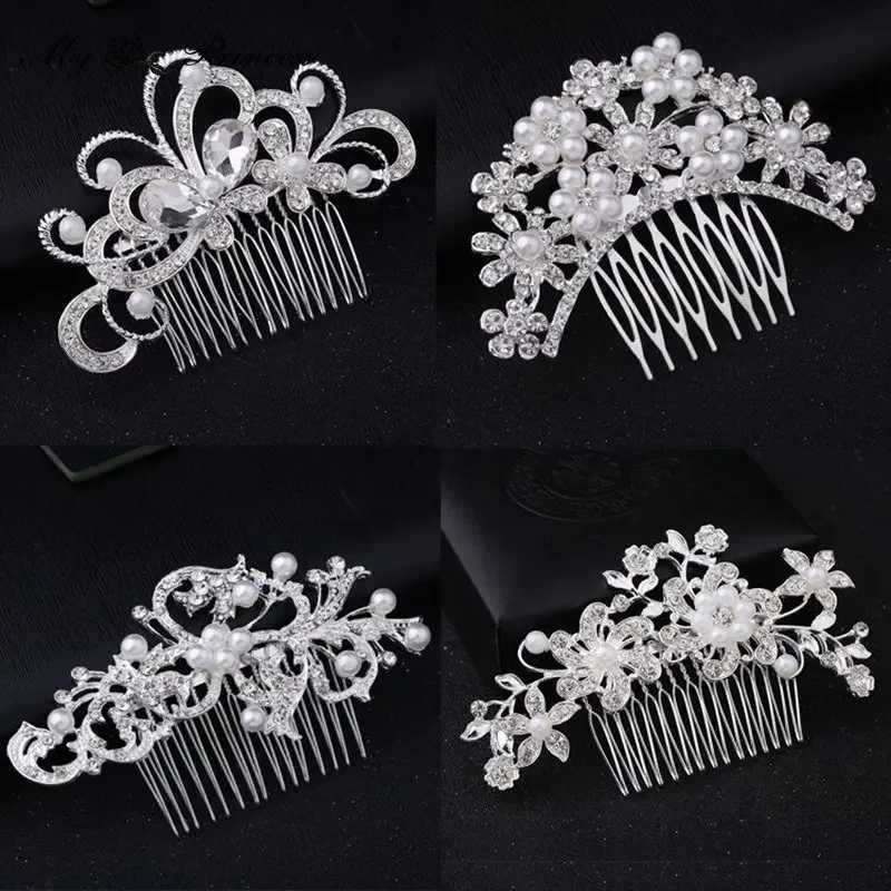 Silver Pearl Water Diamond Wedding Hair Comb Female Hair Accessories Jewelry Bridal Headwear W241007