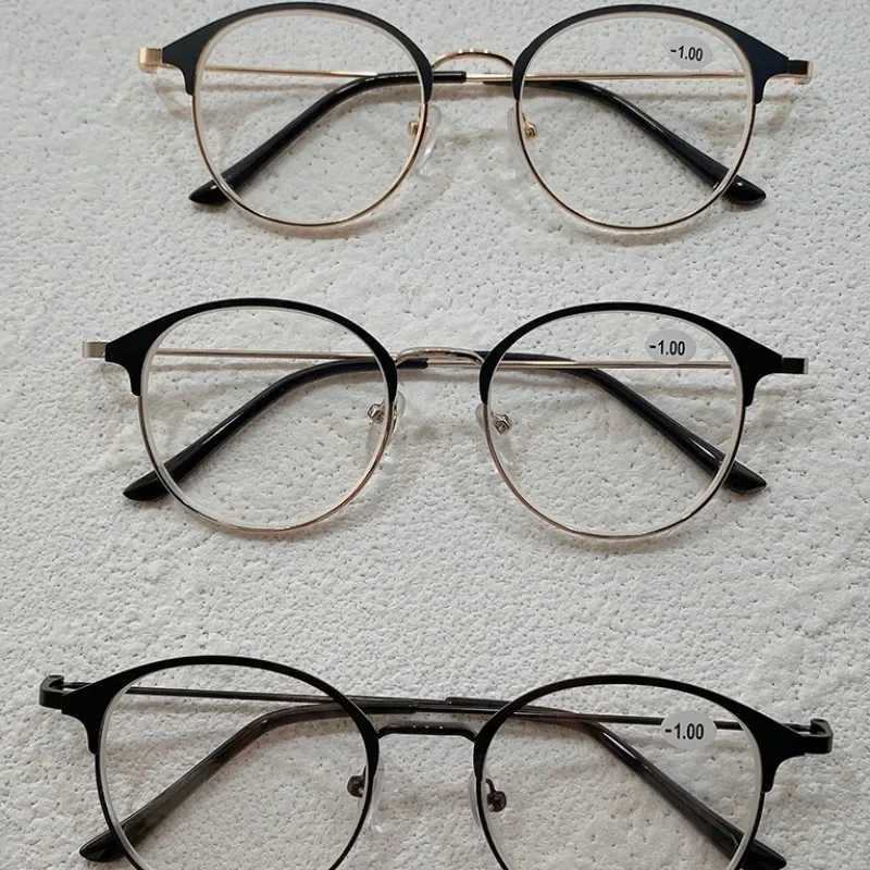 Reading Glasses Anti Blue Rays Spring Leg Cat Eye Minus Lens Prescription Spectacles Frame Women Metal Short-sight Eyewear X241008