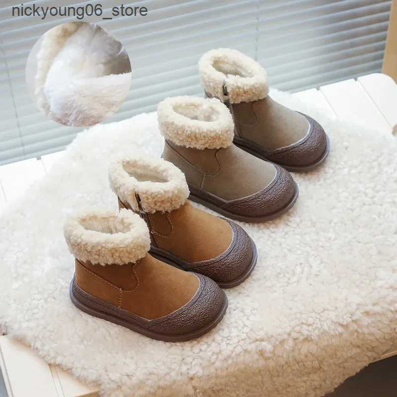 Boots Kids Snow Boots 2024 Winter New Soft Sole Cotton Boot Girls Boots Warm Thick Cotton Shoes All Match Sneakers Ankle Boots for Boy L240910