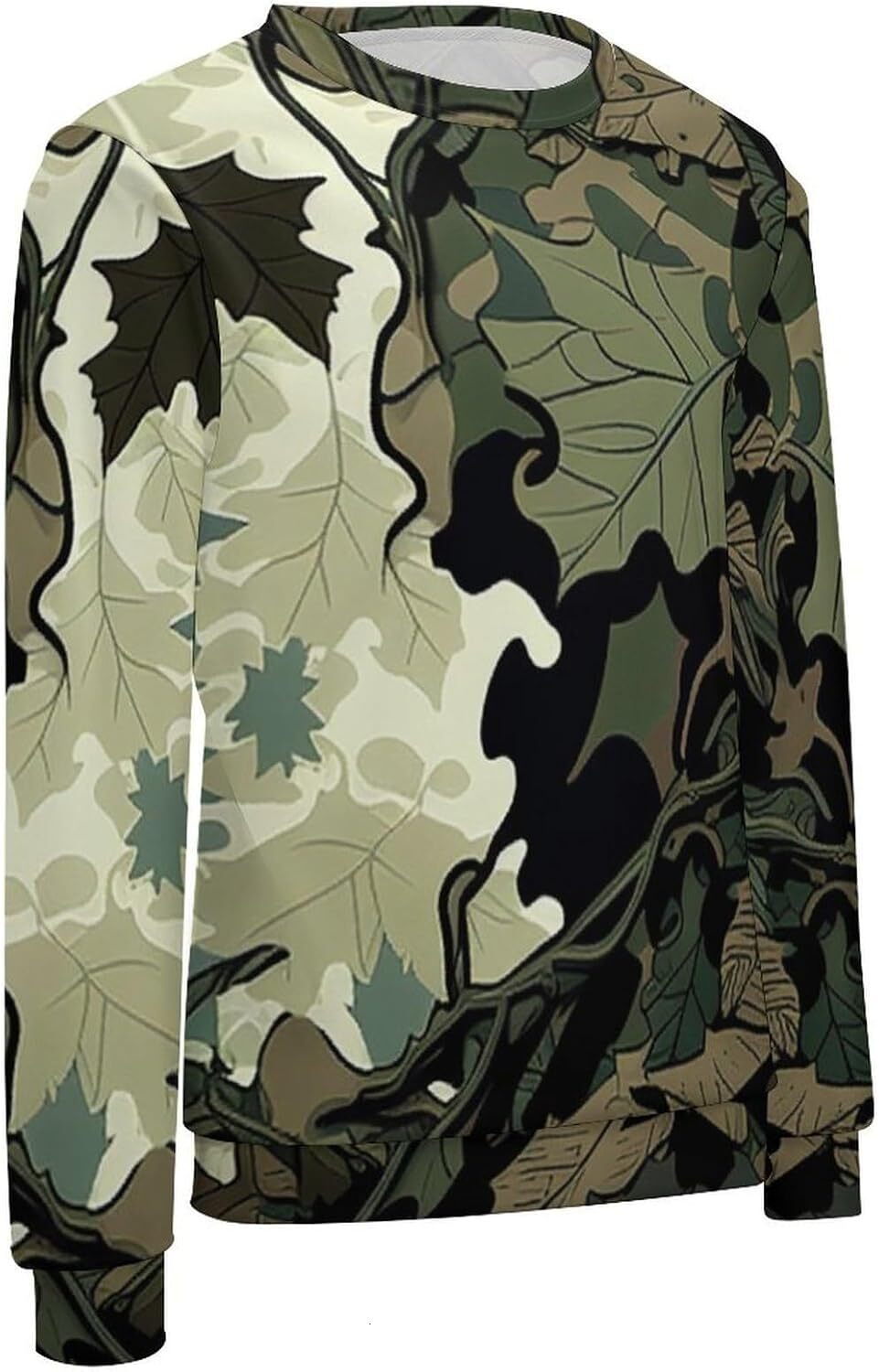 Long Sleeve Shirts for Men sweatshirt Men's Camo Streetwear Maple Leaf Print Camouflage Long Sleeve Round Neck Pullover T shirt Tee Streetwear Ca