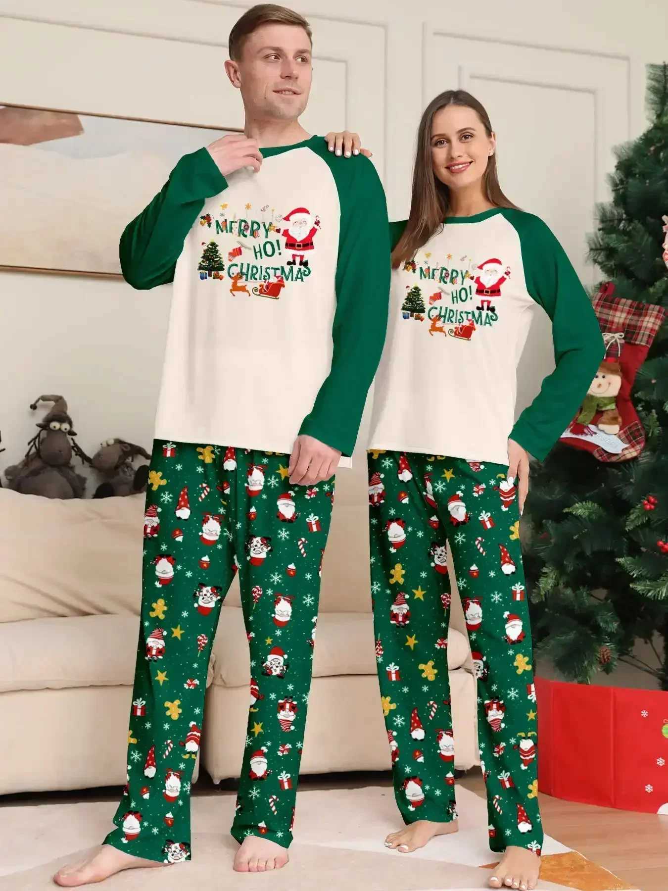 Family Matching Set Cute Allover Printed Parents and Children Christmas Pajama Set Long Sleeve Family Clothing Holiday Pajamas W241008