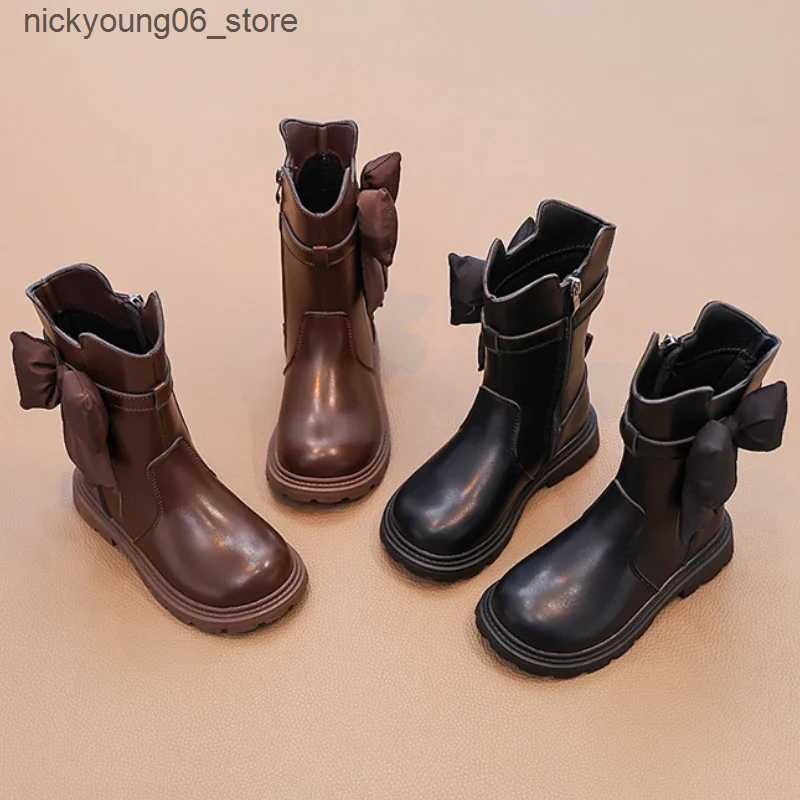 Boots Winter Kids Fashion Boots Sweet Chic Girls Causal Princess Mid-calf Boots Fashion Warm Versatile Children Cotton Boots Non-slip L240910