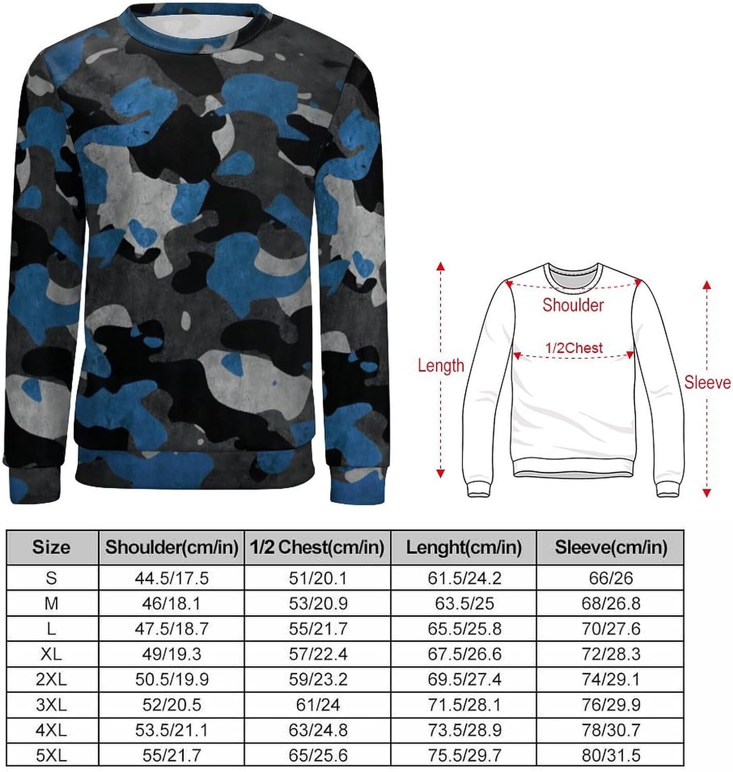 Long Sleeve Shirts for Men sweatshirt Men's Urban Streetwear Casual Camo Sweatshirt Fashion Sport Crew Neck Pullover Top T shirt Tee Streetwear C