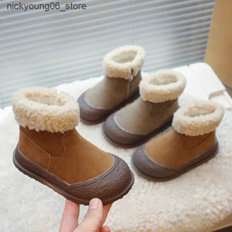 Boots Kids Snow Boots 2024 Winter New Soft Sole Cotton Boot Girls Boots Warm Thick Cotton Shoes All Match Sneakers Ankle Boots for Boy L240910