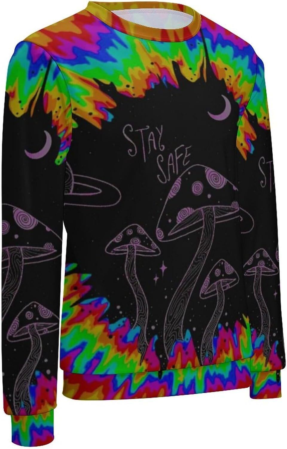 Long Sleeve Shirts for Men sweatshirt Men's Abstract Colorful Mushroom Art Fashion Sweatshirt Trippy Hippy Long Sleeve Crewneck Pullover T shirt 