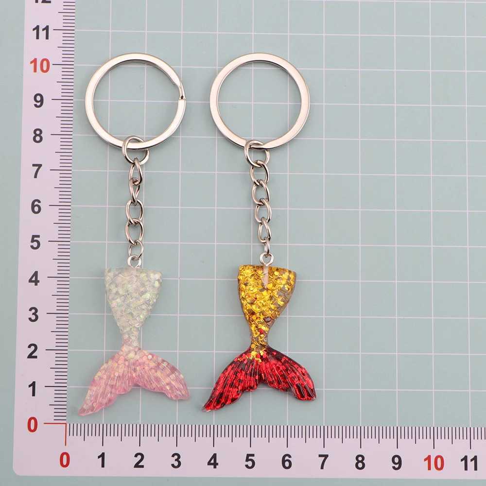 5pcs/lot Shinny Sequins Mermaid Tail Keychain Gradient Color Mermaid Pendant Keyring for Friends Sister Party Jewelry GiftsX241008
