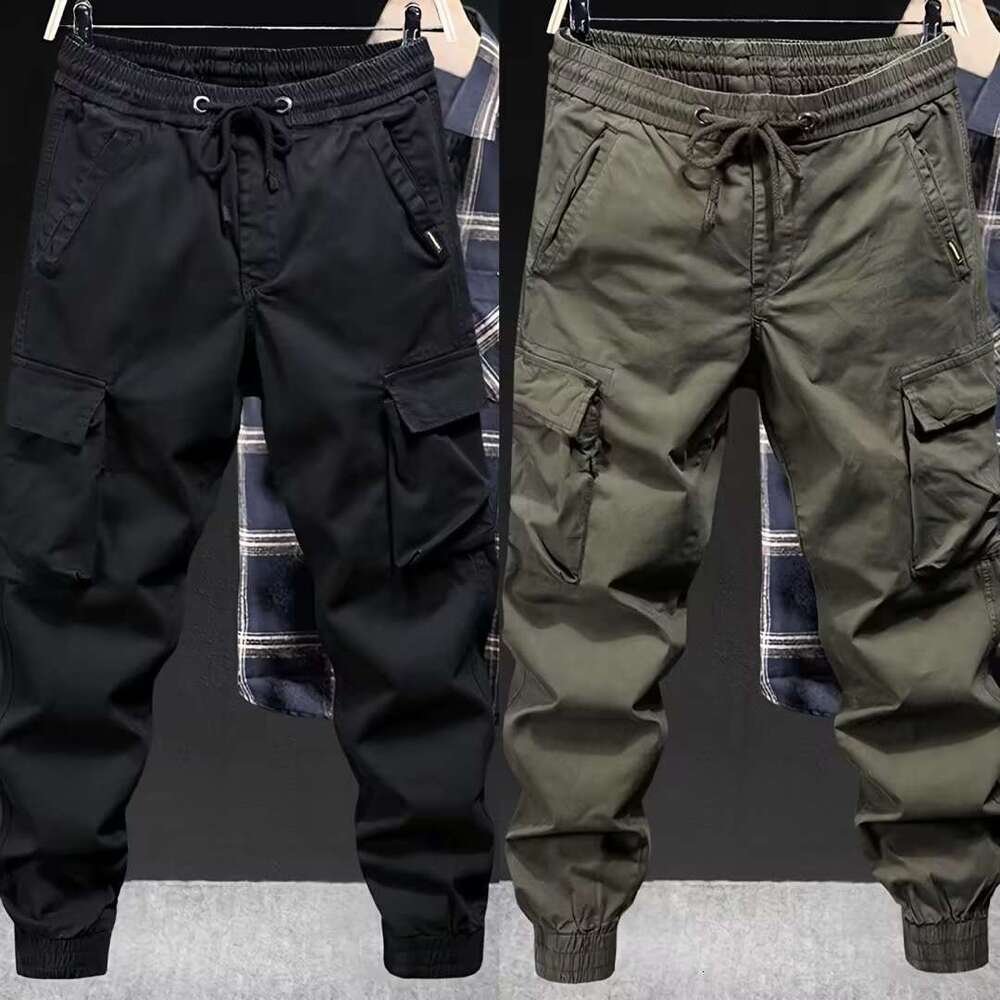 Wear Resistant Work Pants, Men's Army Green Work Pants, Autumn And Winter Trendy Brand Loose Oversized Casual Pants, Multi Pocket Ankle Binding P