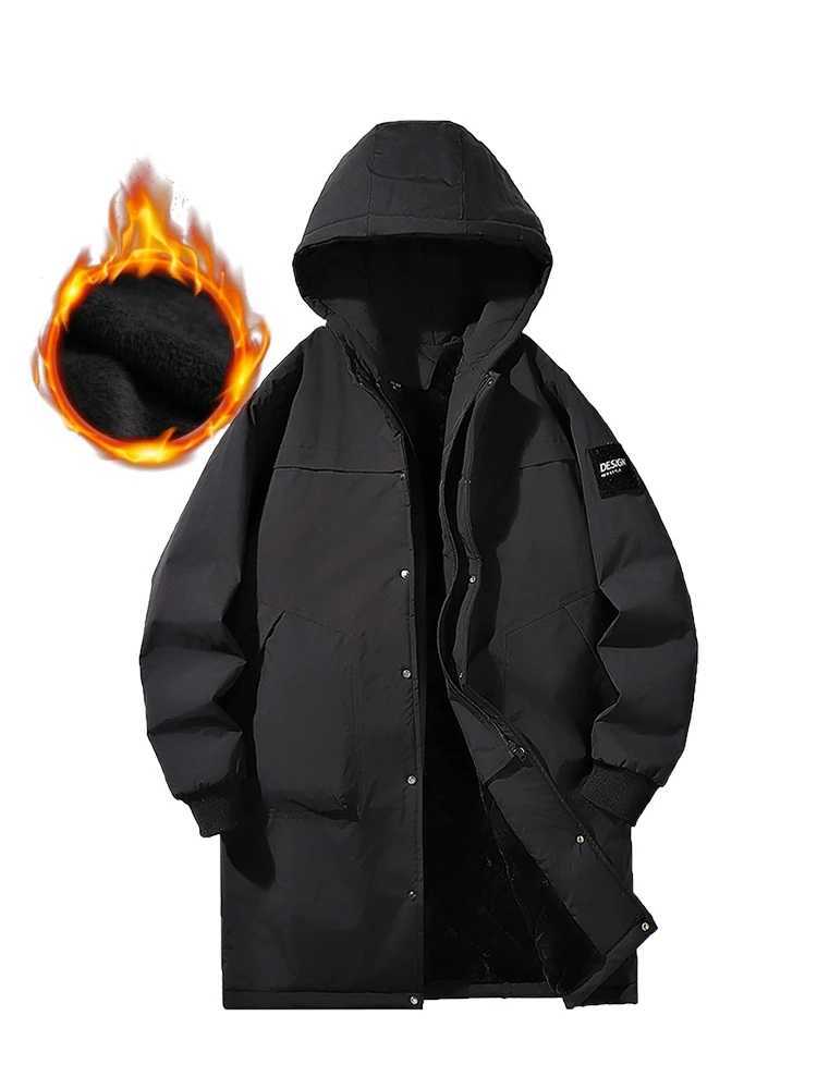 Winter wool lined long trench coat mens oversized 9XL hooded windproof coat casual coat large-sized 6XL 7XL 8XL W241007
