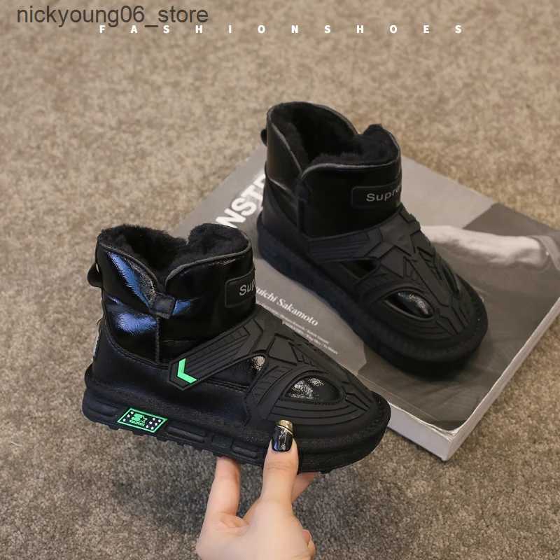 Boots Fashion Children Snow Boots Water Proof Warm Casual Shoes Girls Boys Kids Boots Boy Winter Wear-resistant Cotton Shoes Sneakers L240910