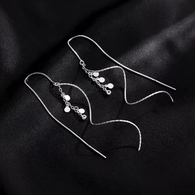 Pure sier needle wave light earrings, female 2024 new niche design summer earrings