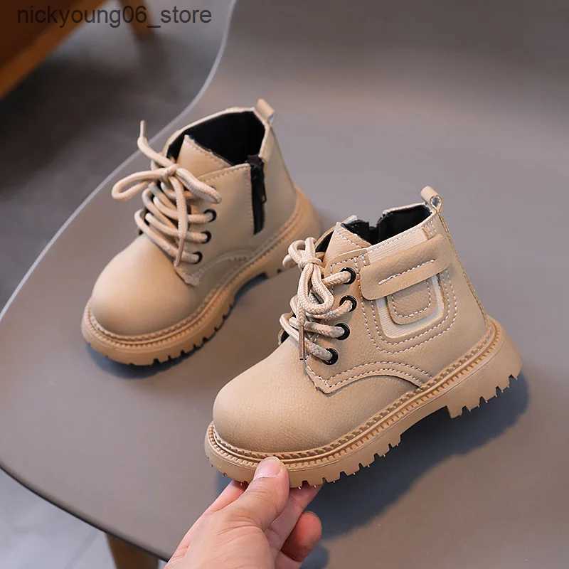 Boots Spring Autumn Childrens Boot Matte Leather Kids Boots for Boys 2024 New Fashion Girls Ankle Boots for School Round-toe Non-slip L240910