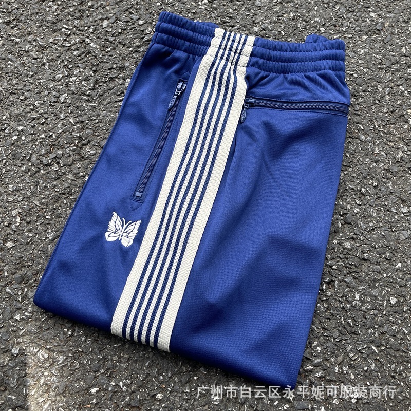 needles track butterfly pants trendy brand niche hanging loose fitting men's and women's straight tube sports casual long pants