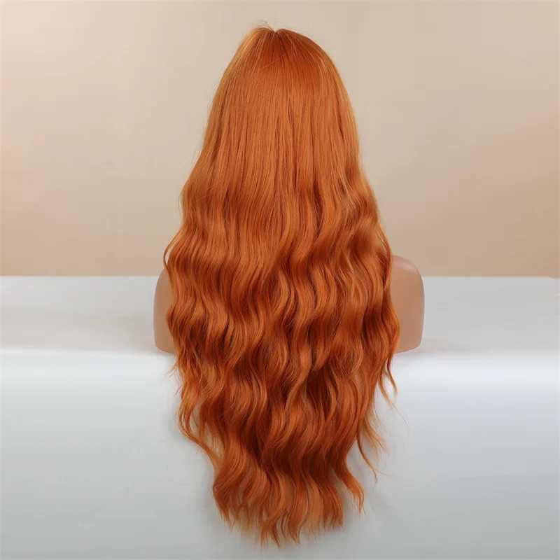 New fashion wig female long curly hair orange big wave synthetic fiber high temperature silk wig full head coverXJ241008