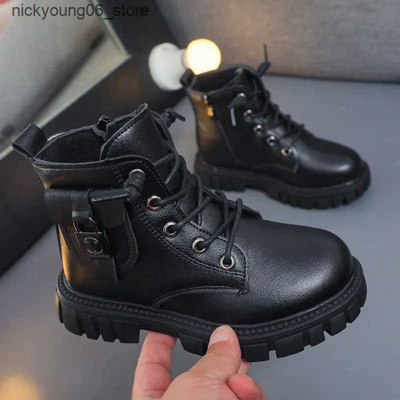 Boots Childrens Boots Kids Fashion Boots for Boys Girls Classic with Small ket Bag Boys Girls Ankle Boots Rubber Outsole Warm Zip L240910