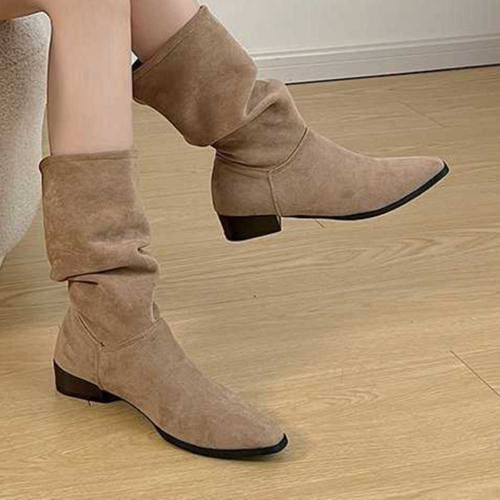 Pile Up Martin Boots Square Toe Thick Fashion Boots Knees Long Tube Boots Womens Knight Boots Slim Tall Western Cowboy Boots 240826