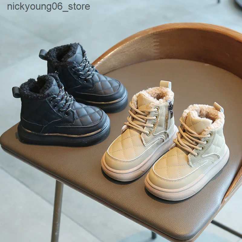 Boots Kids Boots for Girl Fashion Thickened Warm Children Solid Color Cotton Boots Causal Versatile Toddlers Plush Boots Side Zipper L240910