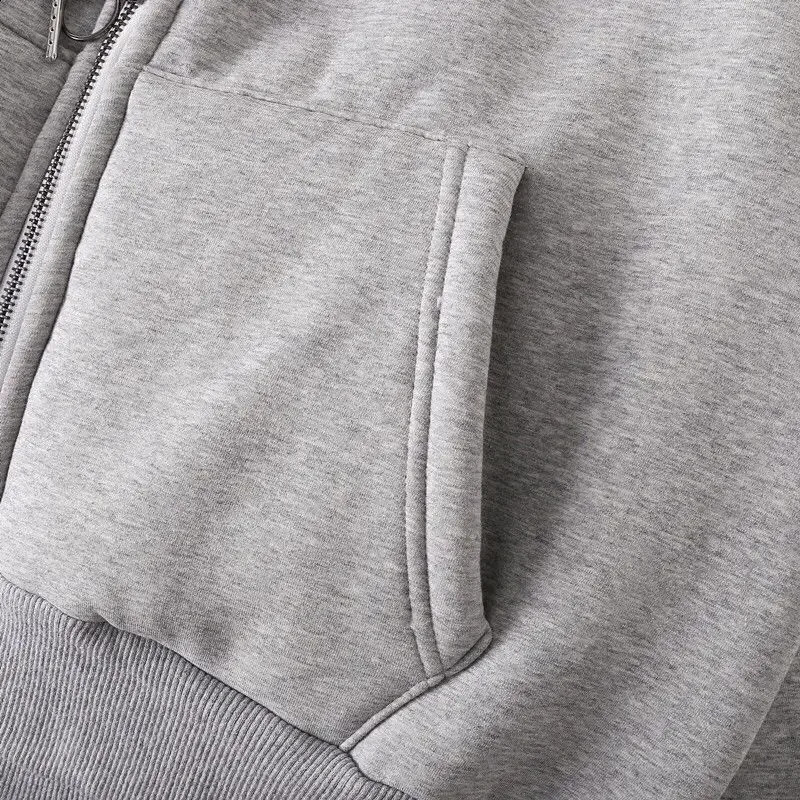 GIDYQ Winter Warm Jacket Womens Fashion Hoodie Casual Loose Zipper Korean Oversized BF Student Full Match Parkas Grey 241007