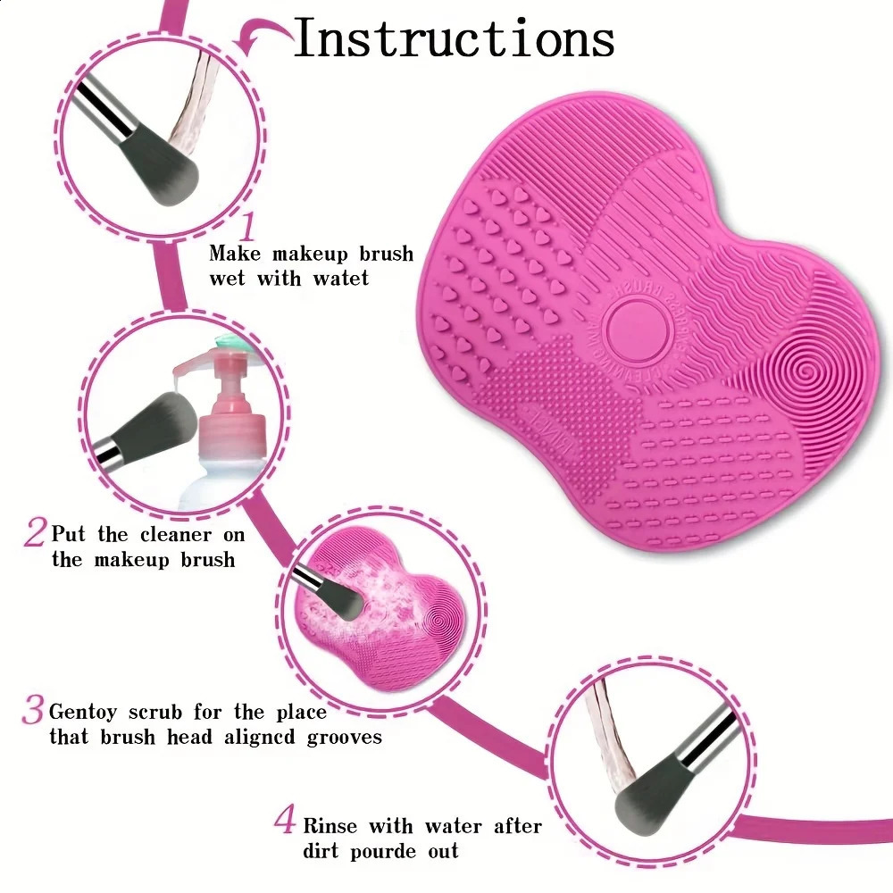 Silicone shaped brush scrubbing pad with suction cup safety bracket a beauty tool for gentle makeup brush cleaning reusable 241008