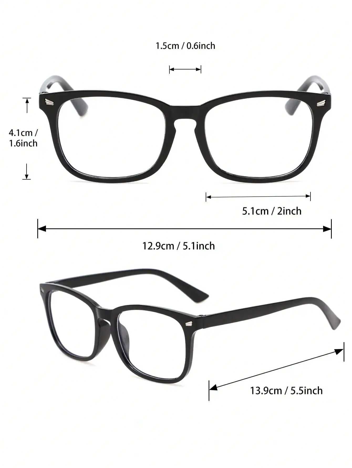 2PCS Unisex Geometric Plastic Frame Casual Anti-Blue Light Clear Glasses For Daily School Life Office AccessoriesX241008
