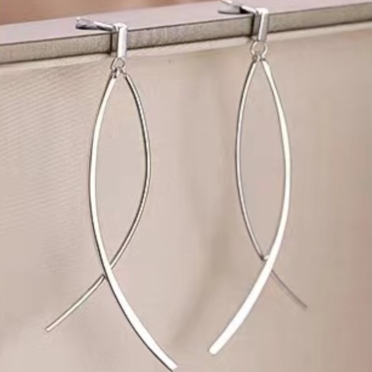 Pure sier needle crossed for women's niche, light , 2024 new earrings
