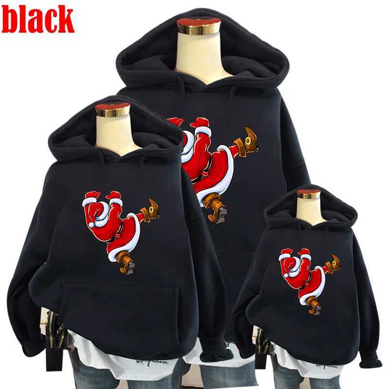 Fashionable Santa Claus Climbing Wall Printed Red Hoodie Sports Hoodie Sweater Autumn Winter Fun Shirt Family Matching Set W241008
